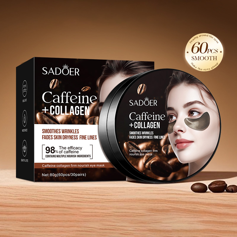Collagen Eye Patch - 60pcs SADOER Caffeine Crystal Collagen Eye