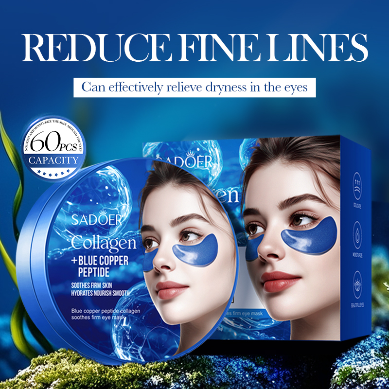 60pcs SADOER Caffeine Crystal  - огляд і ціна Collagen Eye Patch